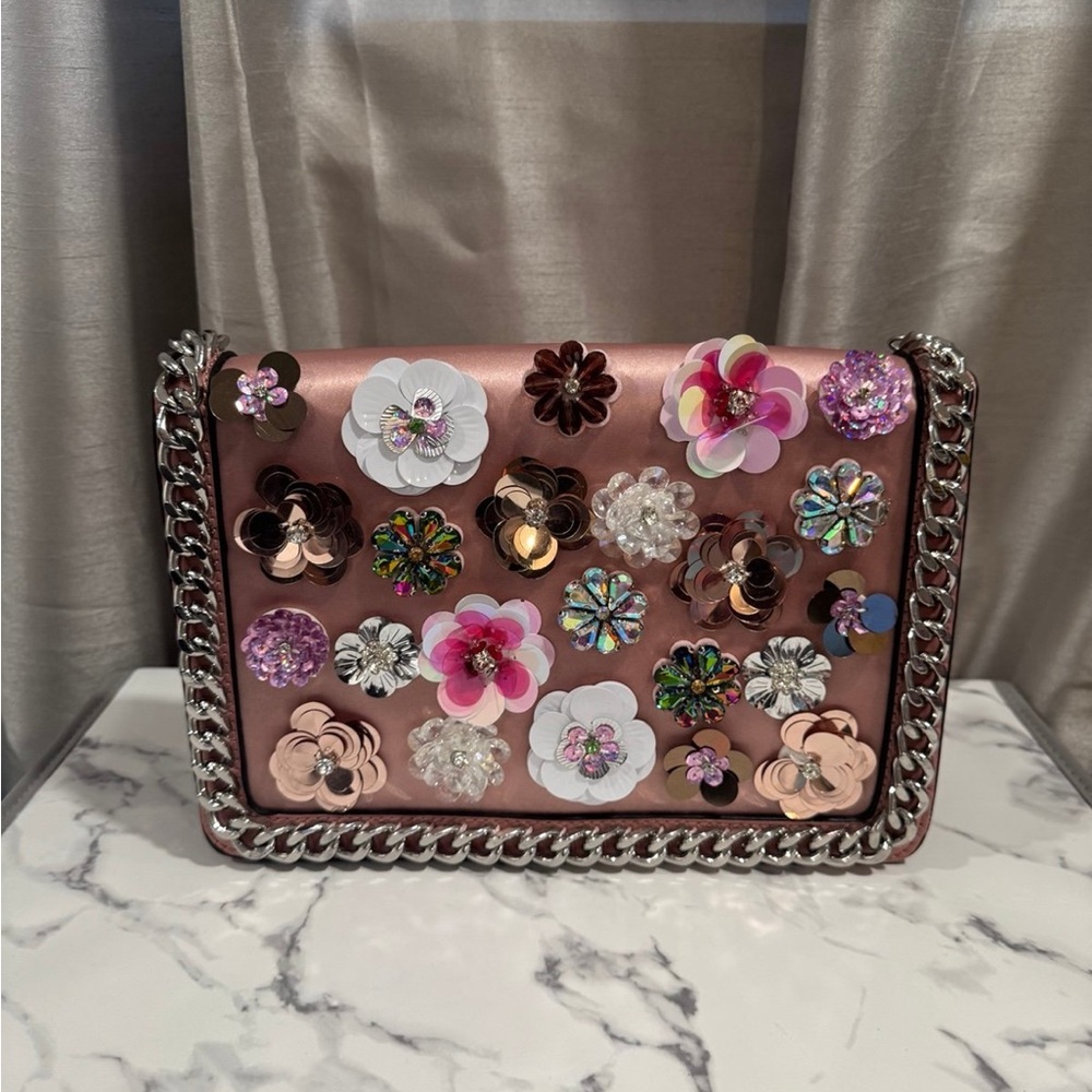 Aldo Pink Floral Embellished Crossbody Bag - Picture 1 of 4